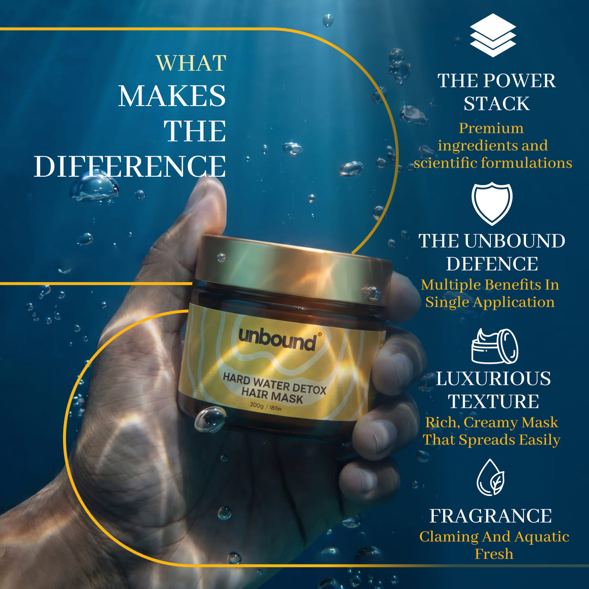 experience the power difference with unbound hard water detox hair mask